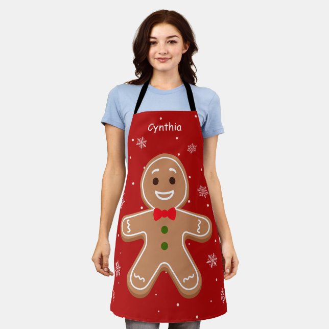 Tablier Pain d'épices de Noël joli à tout imprimer (Porté)