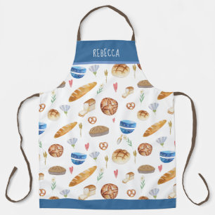 Tablier Pain et boulangerie personnalisés Motif d'aquarell
