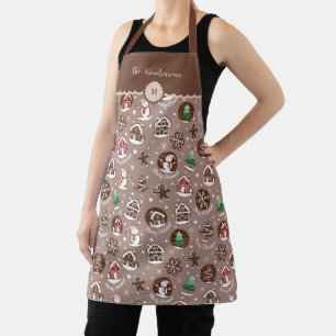 Tablier Pains d'épice Fantaisistes Monogramme Noël Cuisine