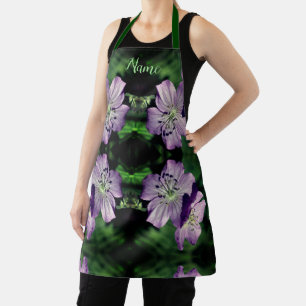 Tablier Paire de fleurs de géranium violet personnalisée