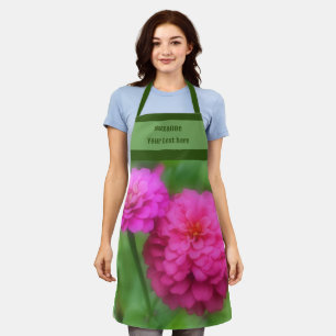 Tablier Paire de fleurs rose Zinnia personnalisée