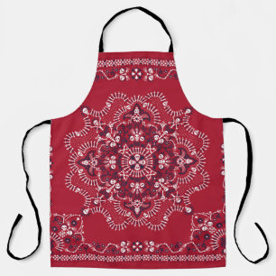 Tablier Paisley, crânes, bandana, design carré.