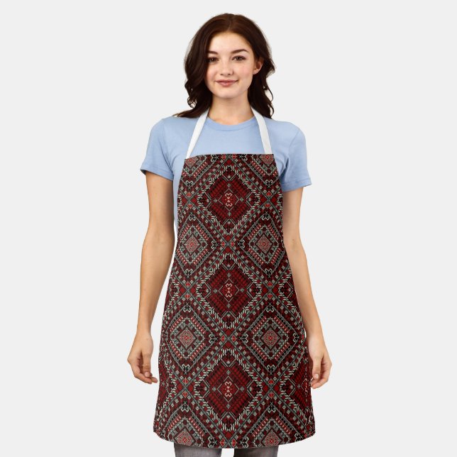 Tablier Palestine Tatreez Apron - Broderie Palestine (Porté)