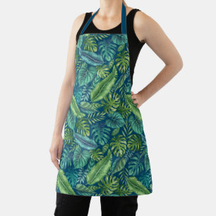 Tablier Palm vert et Turquoise Tropical Banana Monstera Fe