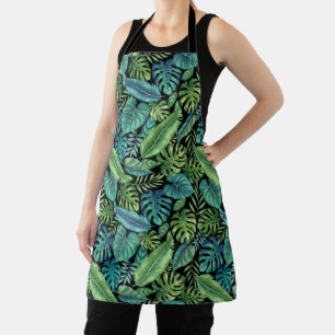 Tablier Palm vert et Turquoise Tropical Banana Monstera Fe