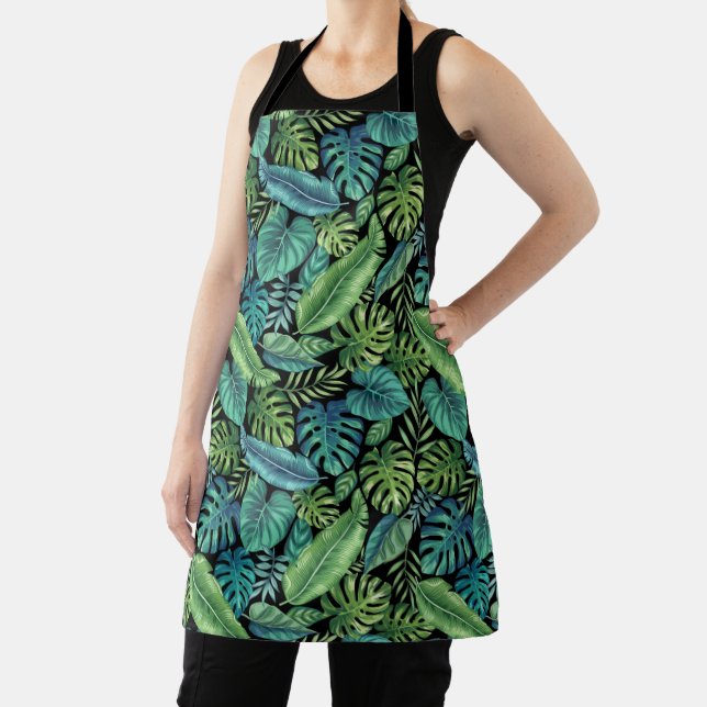 Tablier Palm vert et Turquoise Tropical Banana Monstera Fe (Insitu)