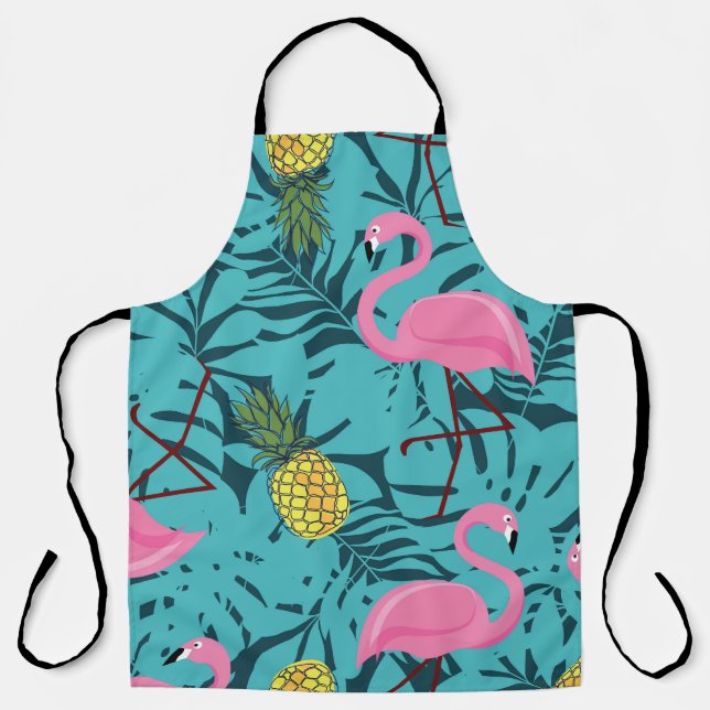 Tablier Palme de Flamants roses roses : Exotic Hawaii (Recto)