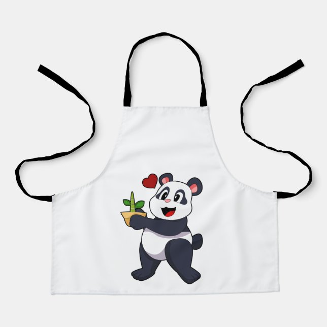 Tablier Panda avec fleur de bambou (Recto)