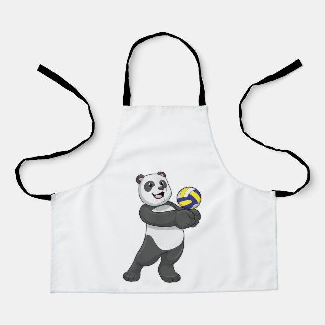 Tablier Panda comme joueur de volleyball avec volleyball (Recto)