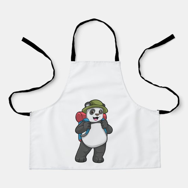 Tablier Panda comme randonneur avec sac à dos (Recto)
