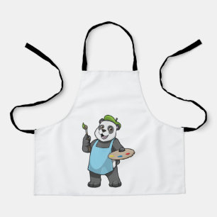 Tablier Panda en peintre avec pinceau et couleur