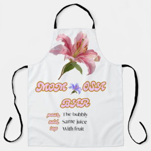 Tablier Panneau de bar de maman floral rose imprimable