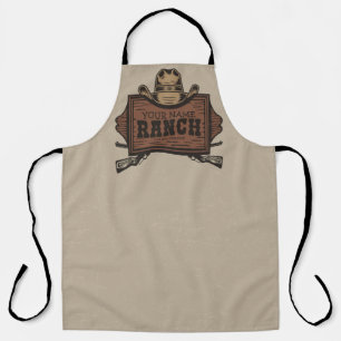 Tablier Panneau de ranch occidental avec nom personnalisé 