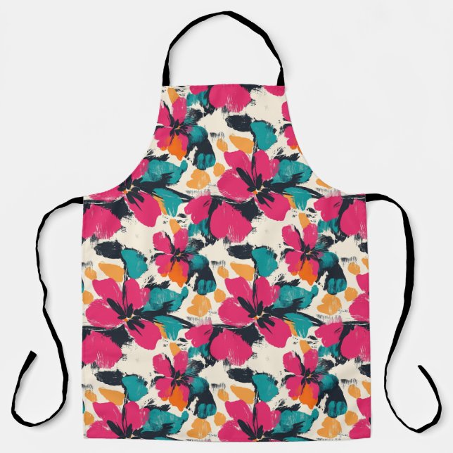 Tablier Panorama d'impression floral vibrant (Recto)