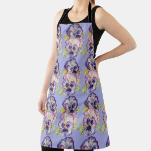Tablier Pansy Aquarelle Fleur Lilac floral Cuisine Apron