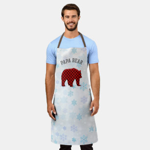 Tablier Papa Bear carreau de buffle ours T-Shirt de Noël L