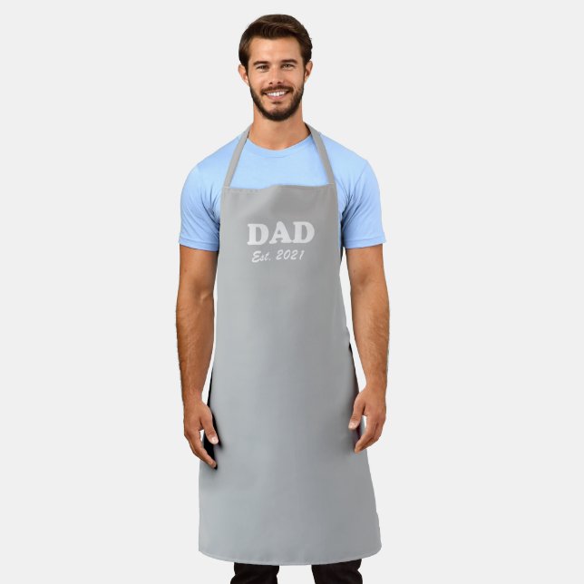 Tablier Papa Custom Date établie gris clair grill barbecue (Porté)