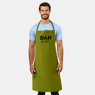 Tablier Papa Custom Date fixe vert olive moderne