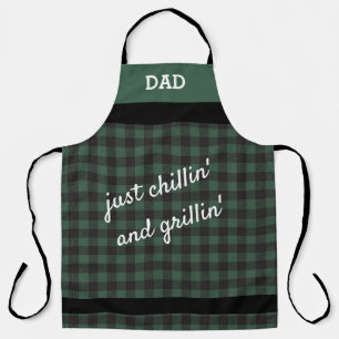 Tablier Papa - Détente et Grillades Plaid Buffalo Vert