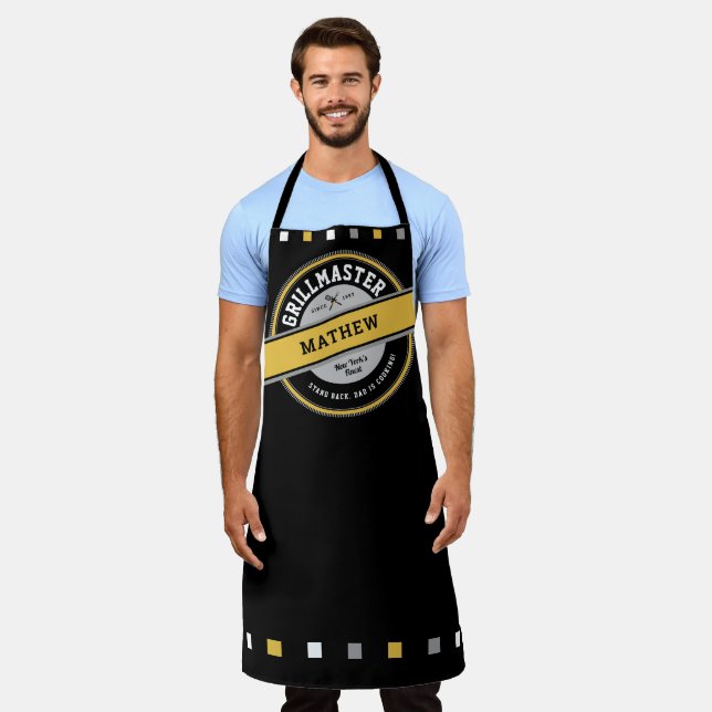 Tablier Papa Grill Master Fête des pères personnalisée tab (Porté)