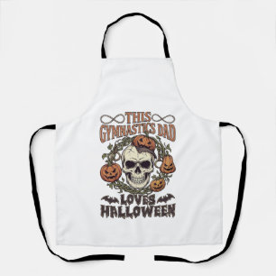 Tablier Papa Gymnastique Aime Halloween Crâne Citrouilles 