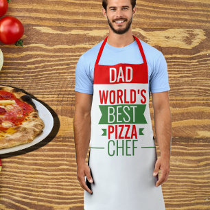 Tablier Papa - Meilleur chef de pizza du monde - rouge bla