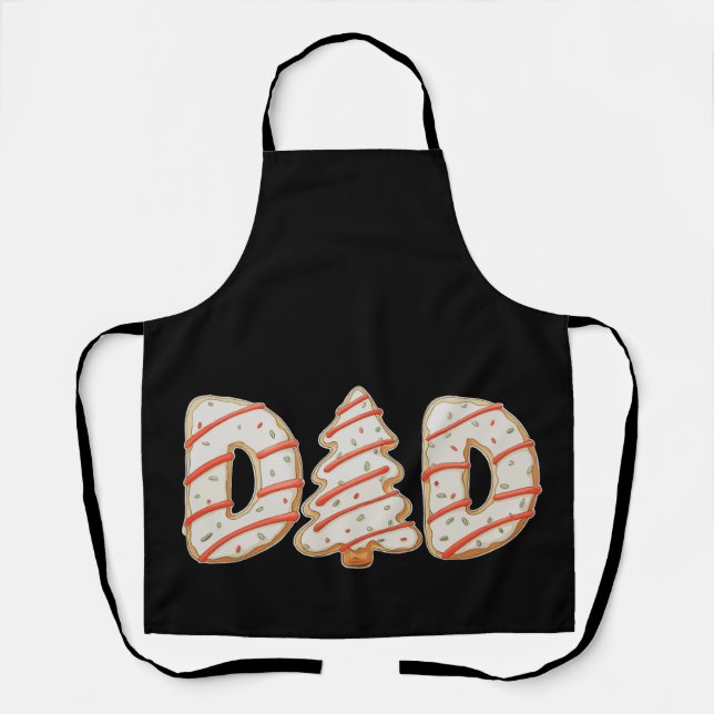 Tablier Papa Noël Arbre gâteau Mutation famille vacances (Recto)