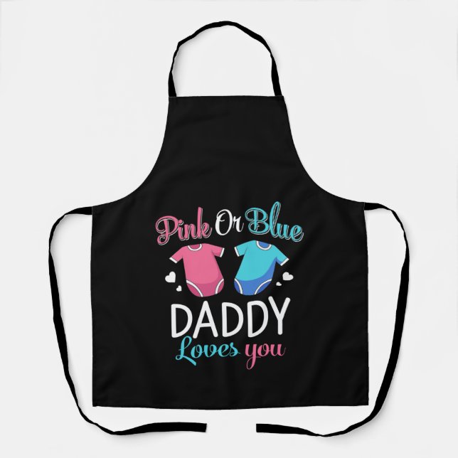 Tablier Papa Rose Ou Bleu Vous Aime - Genre Reveal Baby. (Recto)