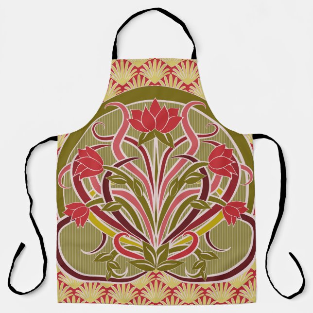 Tablier Papier peint à fleurs Art Nouveau. (Recto)