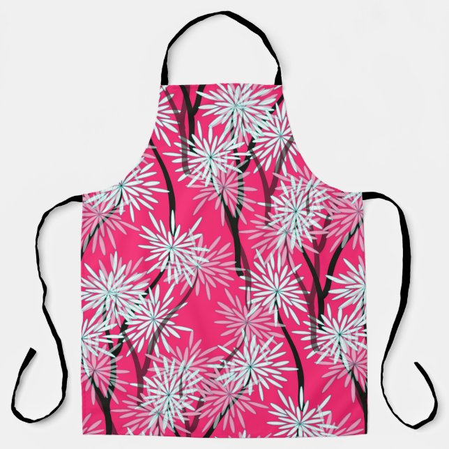 Tablier Papier peint floral asiatique rétro. (Recto)