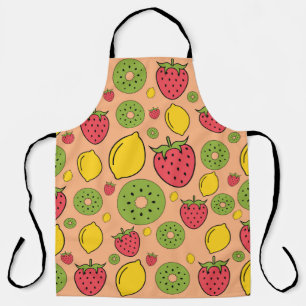 Tablier Papier peint fraise, citron et kiwi