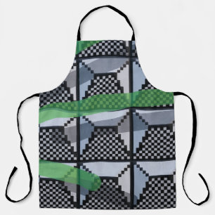 Tablier Papier peint noir, vert et noir