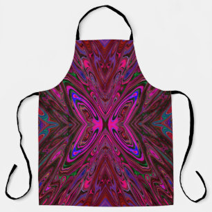 Tablier Papillon Abstrait Rose Chaude, Rouge et Bleu Tripp
