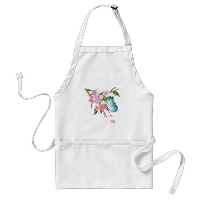 Tablier Papillon aquarelle et fleurs (Devant)