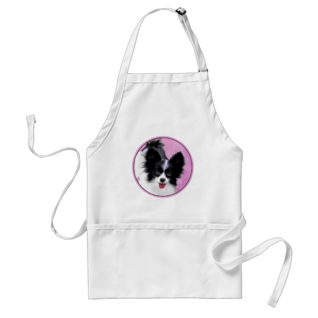 Tablier Papillon (blanc et noir) Peinture - Chien Art (Devant)