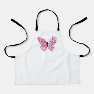 Tablier Papillon de fleurs avec Sakura rose