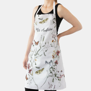 Tablier Papillon fleur sauvage personnalisé