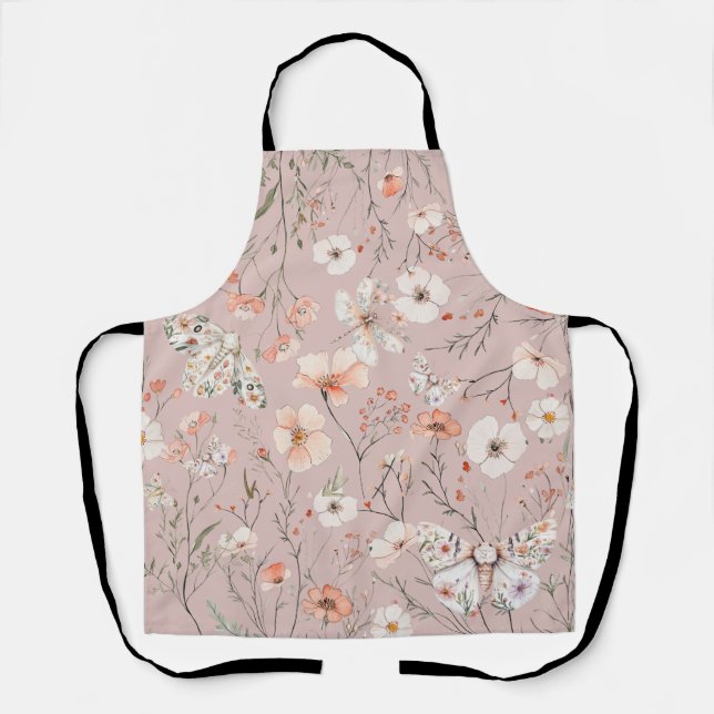 Tablier Papillon floral Fleur sauvage Boho (Recto)