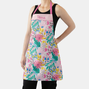Tablier Papillon floral Whimsical Pink Nature Design