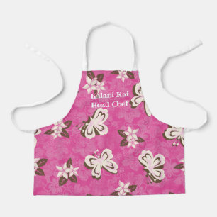 Tablier Papillon Honolua et Hibiscus hawaïen rose
