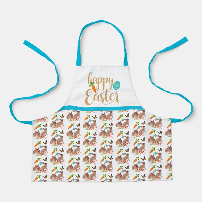 Tablier Papillon lapin de Pâques et carotte enfants vacanc (Recto)
