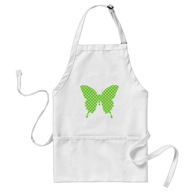 Tablier Papillon, points rétro, nuances vert citron (Devant)