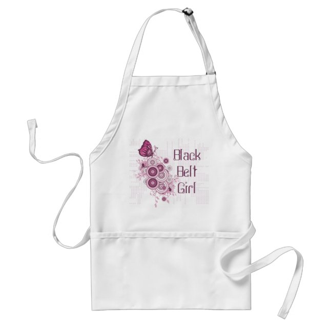 Tablier Papillon rose Arts martiaux Ceinture noire Fille (Devant)