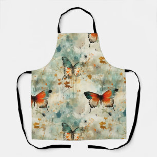 Tablier Papillon sauvage orange sarcelle bohème peintre