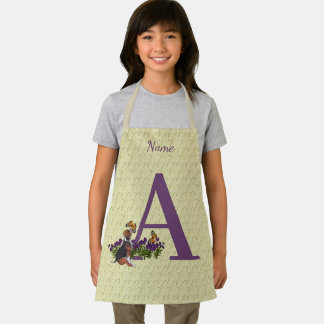 Tablier Papillons de chiot Monogramme Initiale A Personnal