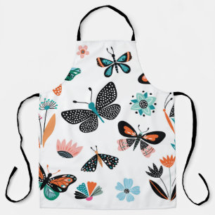 Tablier Papillons et fleurs, collection dessinée à la main