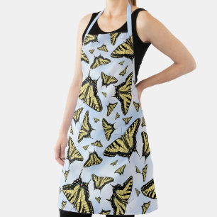 Tablier Papillons swallowtail jaunes motif ciel bleu