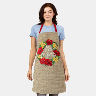 Tablier Paradis Tropical Hawaiian Holiday Wreath Burlap