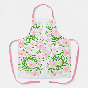 Tablier Parc floral rose printanier
