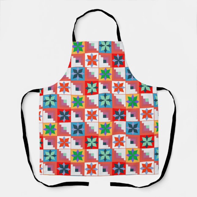 Tablier Parchemin multicolore motif géométrique (Recto)